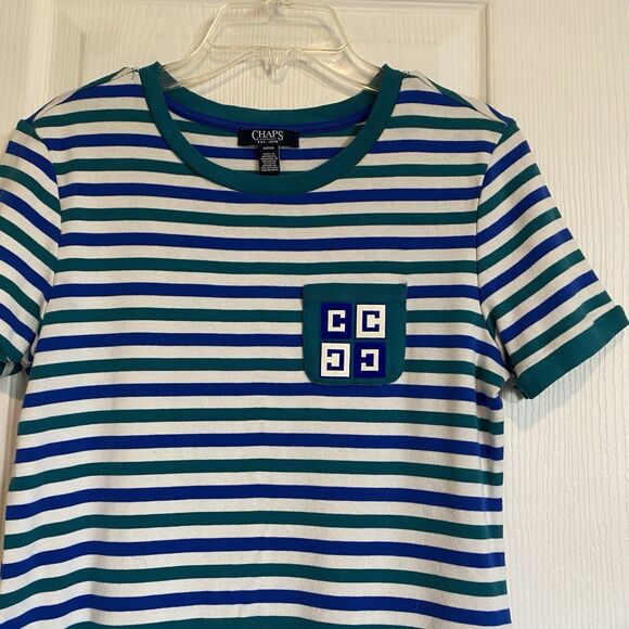 Chaps Ralph Lauren Tee Dress pocket logo womens sz Small nautical sailor girl - Picture 4 of 8